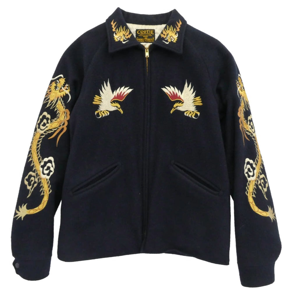 COOTIE クーティー 15AW Souvenir Work Jacket スーベニア ワーク ジャケット 裏地キルティング 刺繍 ジップ ブルゾン ネイビー系【中古】