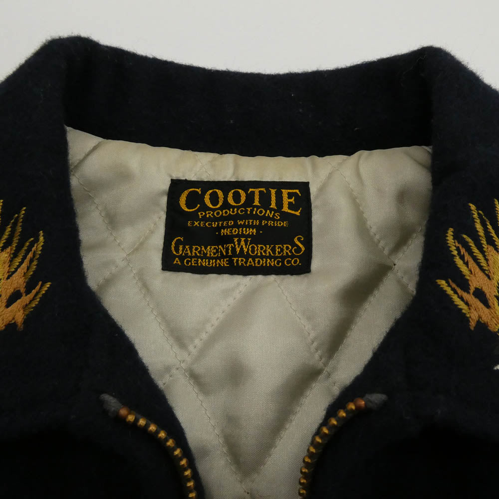 COOTIE クーティー 15AW Souvenir Work Jacket スーベニア ワーク ジャケット 裏地キルティング 刺繍 ジップ ブルゾン ネイビー系【中古】