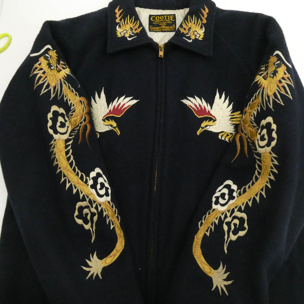 COOTIE クーティー 15AW Souvenir Work Jacket スーベニア ワーク ジャケット 裏地キルティング 刺繍 ジップ ブルゾン ネイビー系【中古】