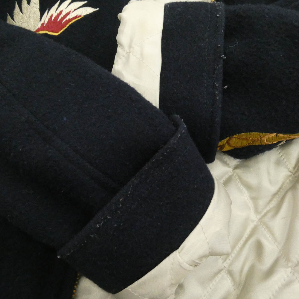 COOTIE クーティー 15AW Souvenir Work Jacket スーベニア ワーク ジャケット 裏地キルティング 刺繍 ジップ ブルゾン ネイビー系【中古】
