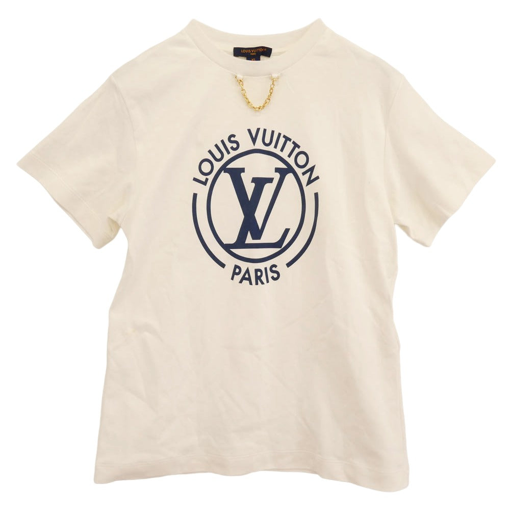 LOUIS VUITTON ルイ・ヴィトン 1AHEOT フロックド LV 半袖 Tシャツ ホワイト系 XS【中古】