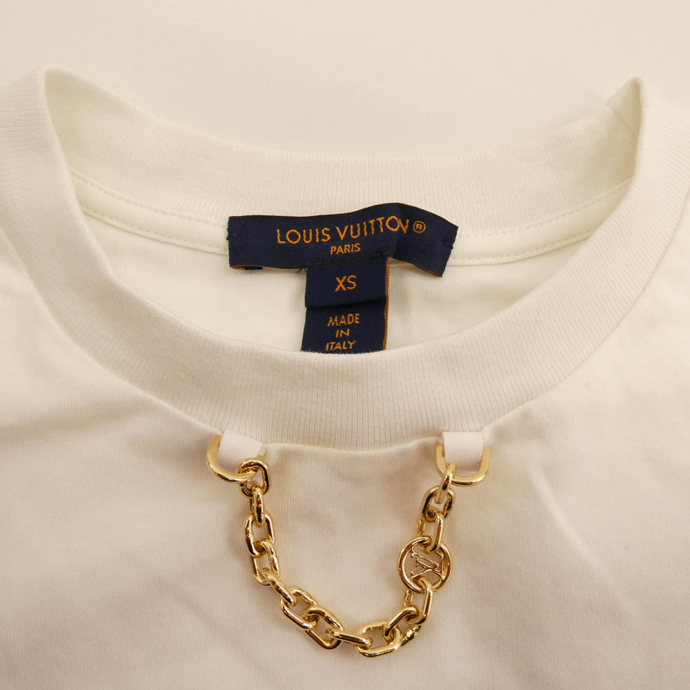 LOUIS VUITTON ルイ・ヴィトン 1AHEOT フロックド LV 半袖 Tシャツ ホワイト系 XS【中古】