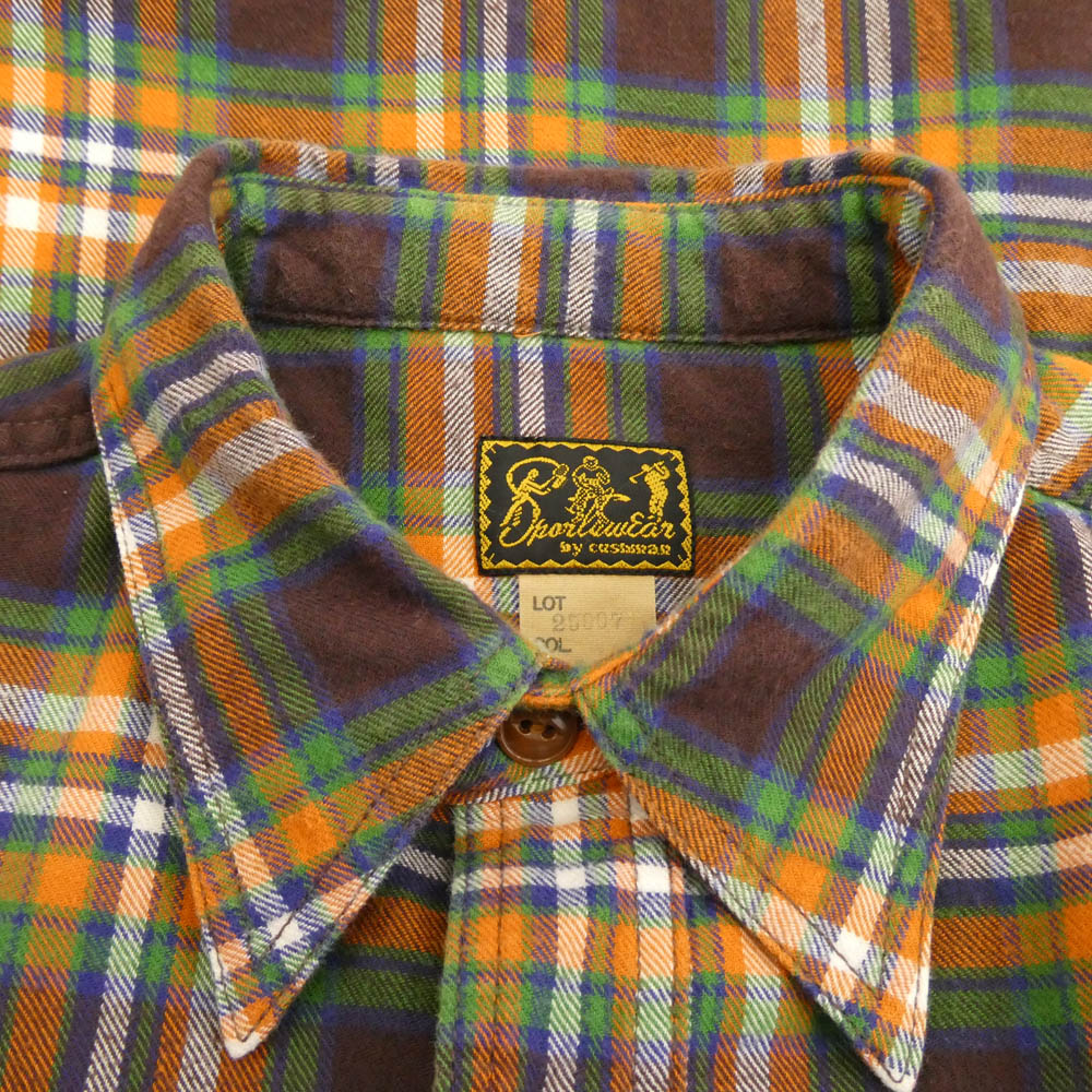 CUSHMAN クッシュマン Lot 25007 チンスト マチ付 長袖 チェック ネルシャツ マルチカラー系 サイズ表記なし【中古】