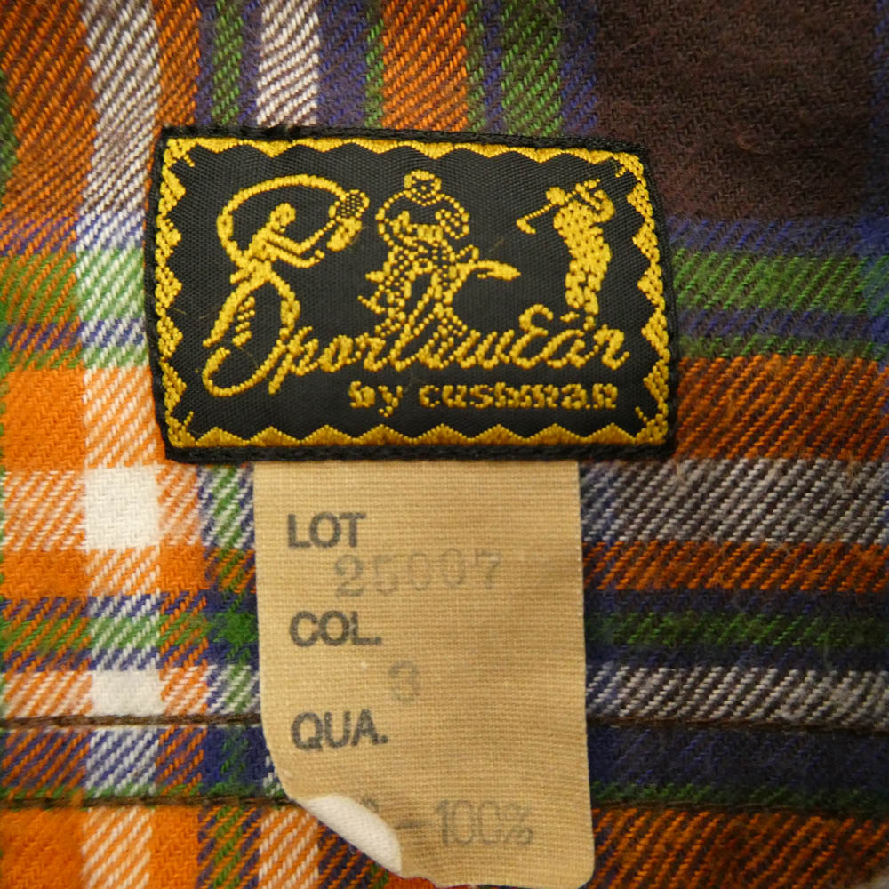 CUSHMAN クッシュマン Lot 25007 チンスト マチ付 長袖 チェック ネルシャツ マルチカラー系 サイズ表記なし【中古】