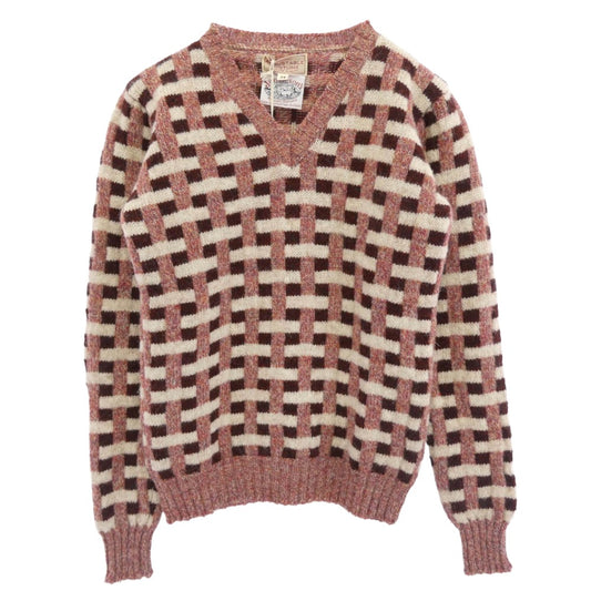 アジャスタブルコスチューム AK-033 JAMIESON'S FAIRISLE KNIT-WEAR ジャミーソンズ Vネック フェアアイル ニット セーター レッド系 34【極上美品】【中古】