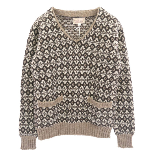 アジャスタブルコスチューム AK-029(TYPE-C) JAMIESON'S FAIRISLE KNIT-WEAR ジャミーソンズ Vネック フェアアイル ニット セーター ブラウン系 34【極上美品】【中古】