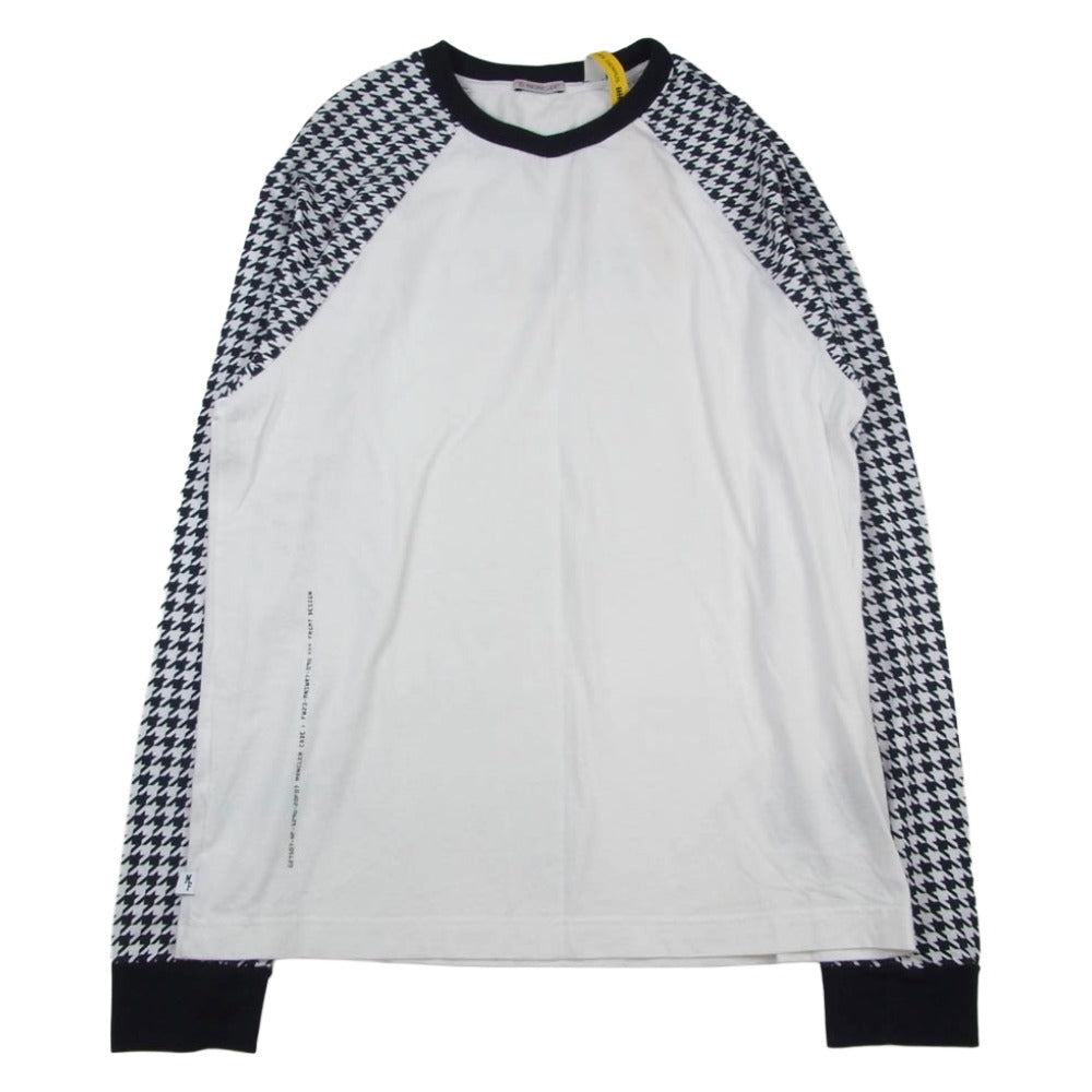 MONCLER モンクレール 23AW I209U8D00003 × FRAGMENT FRGMT フラグメント 千鳥柄切替 長袖 ロングスリーブ Tシャツ カットソー ホワイト系 L【中古】