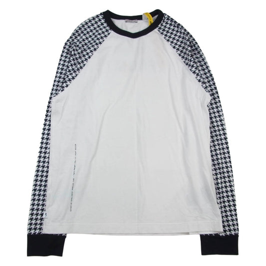 MONCLER モンクレール 23AW I209U8D00003 × FRAGMENT FRGMT フラグメント 千鳥柄切替 長袖 ロングスリーブ Tシャツ カットソー ホワイト系 L【中古】