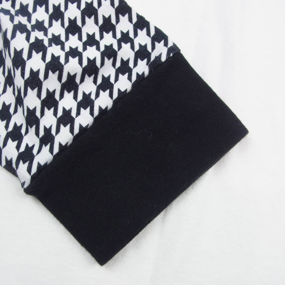 MONCLER モンクレール 23AW I209U8D00003 × FRAGMENT FRGMT フラグメント 千鳥柄切替 長袖 ロングスリーブ Tシャツ カットソー ホワイト系 L【中古】
