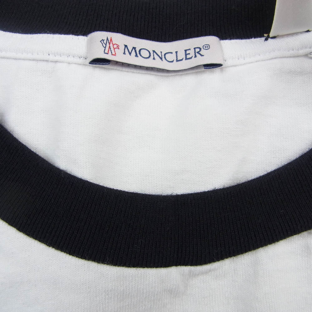 MONCLER モンクレール 23AW I209U8D00003 × FRAGMENT FRGMT フラグメント 千鳥柄切替 長袖 ロングスリーブ Tシャツ カットソー ホワイト系 L【中古】