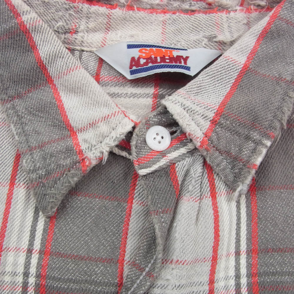 SAINT MICHAEL セントマイケル 22AW SM-A22-0000-060 × SHERMER ACADEMY シャーマーアカデミー FRANNEL SHIRT フランネル チェック 長袖 シャツ グレー系 XL【中古】