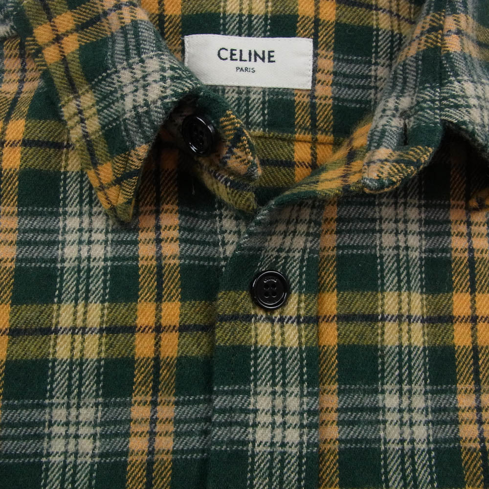 CELINE セリーヌ 22AW 2C574954R ルーズランバージャック チャック 長袖 シャツ グリーン系 37【中古】