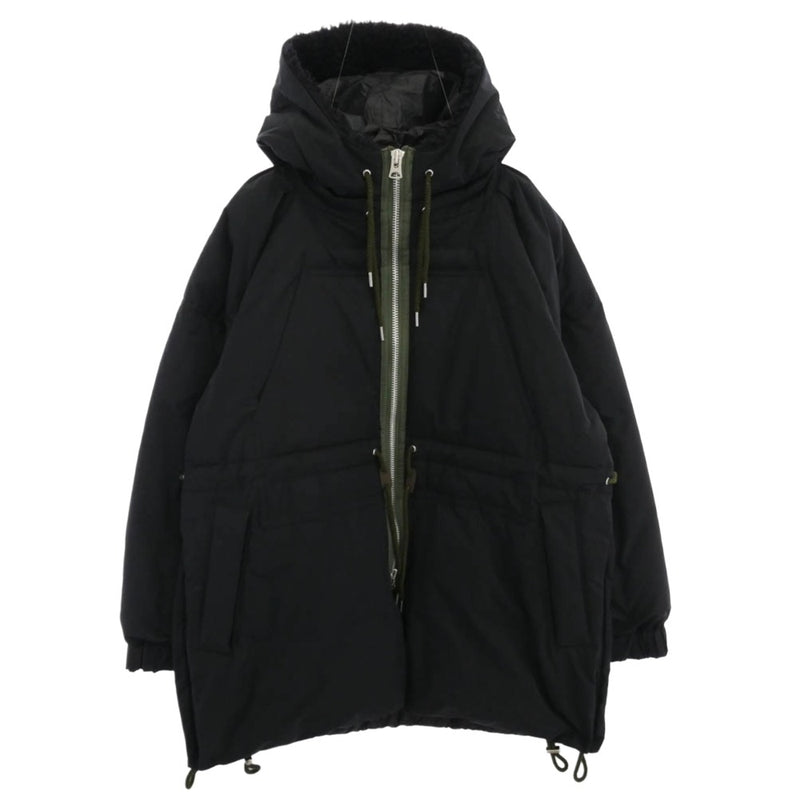 Sacai サカイ 22AW 22-02898M padded blouson パデッド ブルゾン 中綿 ジャケット フーデッド コート ブラック系 2【中古】
