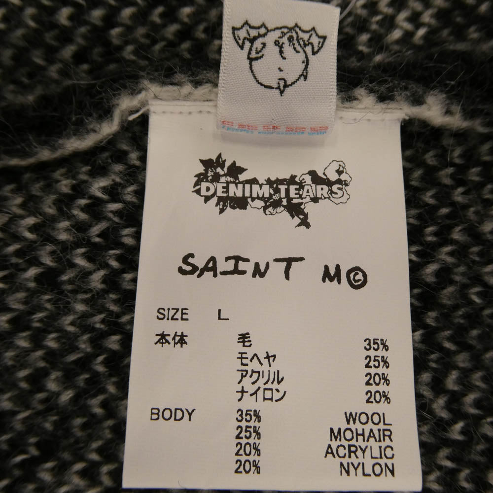 SAINT MICHAEL セントマイケル 24AW SM-YS1-0000-C50 × DENIM TEARS デニムティアーズ DT MH CARDIGAN モヘア カーディガン ブラック系 L【中古】