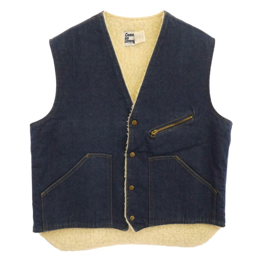 ヴィンテージ 80s USA製 Come on strong 裏ボア デニム ワーク ベスト インディゴブルー系 L【中古】