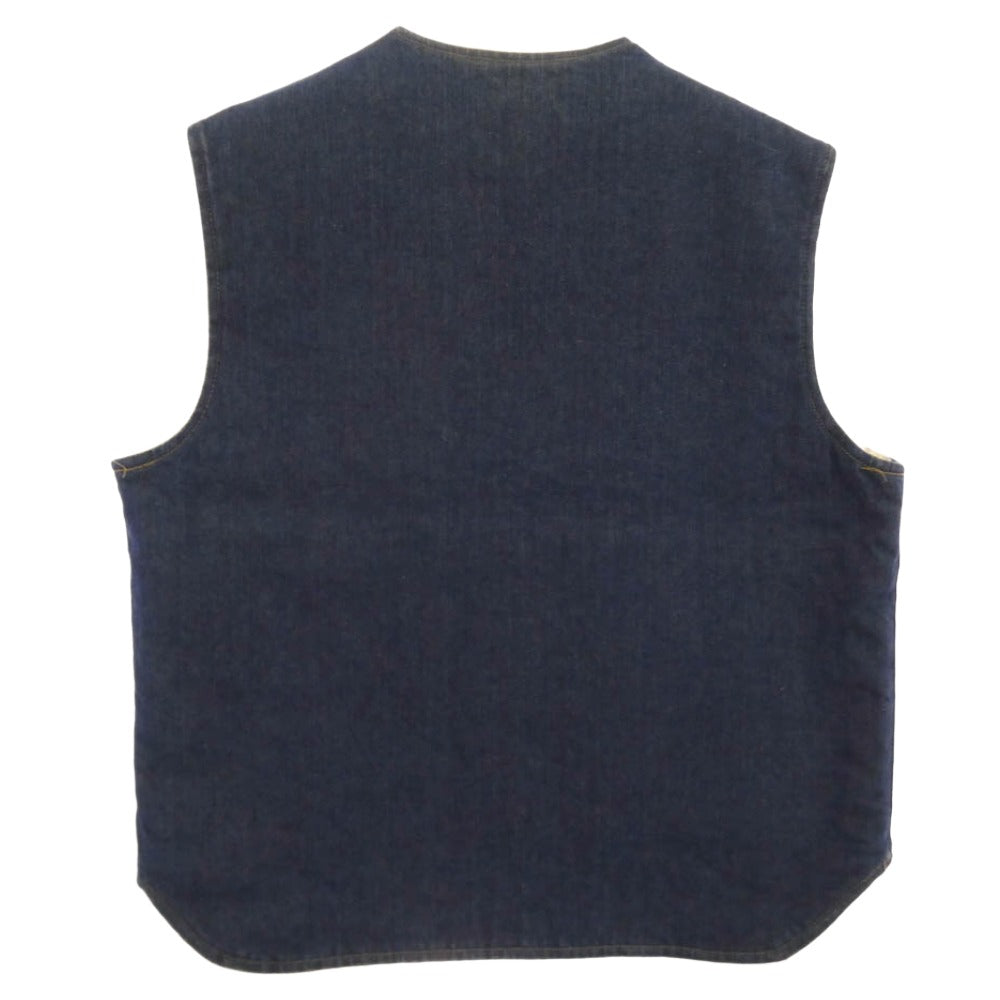 ヴィンテージ 80s USA製 Come on strong 裏ボア デニム ワーク ベスト インディゴブルー系 L【中古】