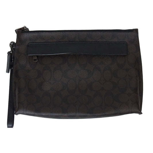 COACH コーチ F29508 シグネチャー セカンドバッグ ダークブラウン系【中古】