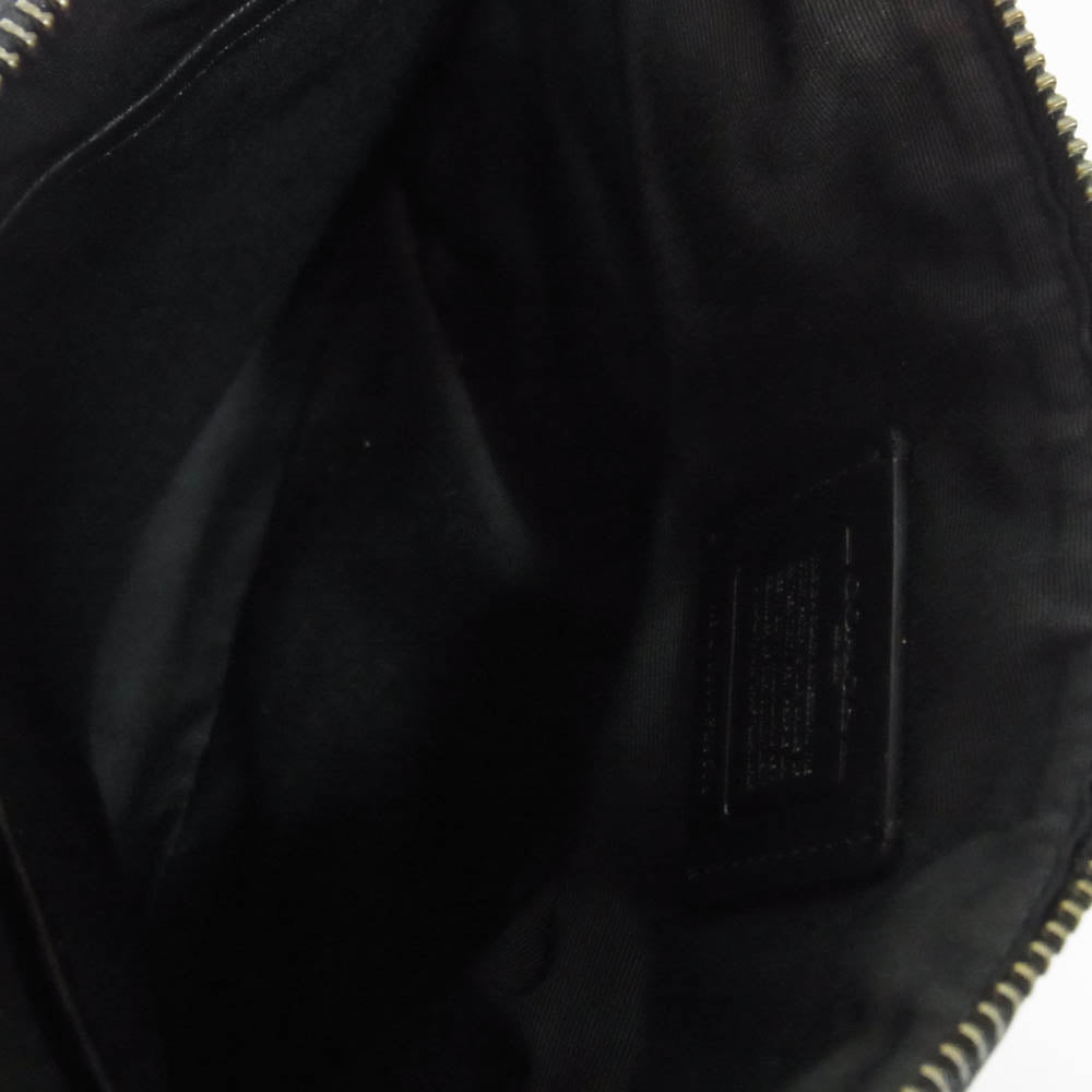COACH コーチ F29508 シグネチャー セカンドバッグ ダークブラウン系【中古】