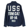 AVIREX アヴィレックス 6165142 TOMCAT バックプリント USN 刺繍ロゴ シャンブレー 長袖 シャツ インディゴブルー系 M【中古】