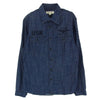 AVIREX アヴィレックス 6165142 TOMCAT バックプリント USN 刺繍ロゴ シャンブレー 長袖 シャツ インディゴブルー系 M【中古】