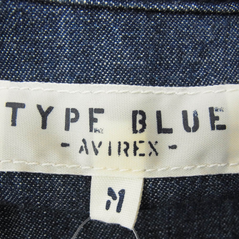 AVIREX アヴィレックス 6165142 TOMCAT バックプリント USN 刺繍ロゴ シャンブレー 長袖 シャツ インディゴブルー系 M【中古】