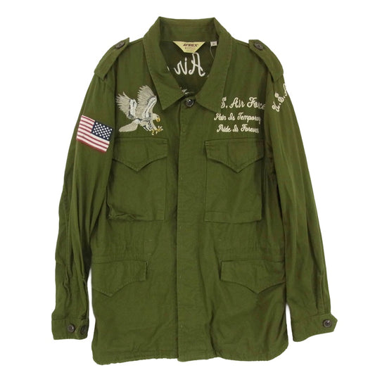 AVIREX アヴィレックス 6172107 EAGLE EMBROIDERY M-43 JACKET イーグル エンブロイダリー 刺繍 ミリタリー シャツ ジャケット カーキ系 M【中古】