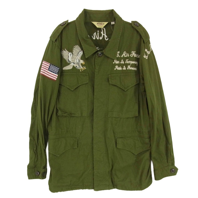 AVIREX アヴィレックス 6172107 EAGLE EMBROIDERY M-43 JACKET イーグル エンブロイダリー 刺繍 ミリタリー シャツ ジャケット カーキ系 M【中古】