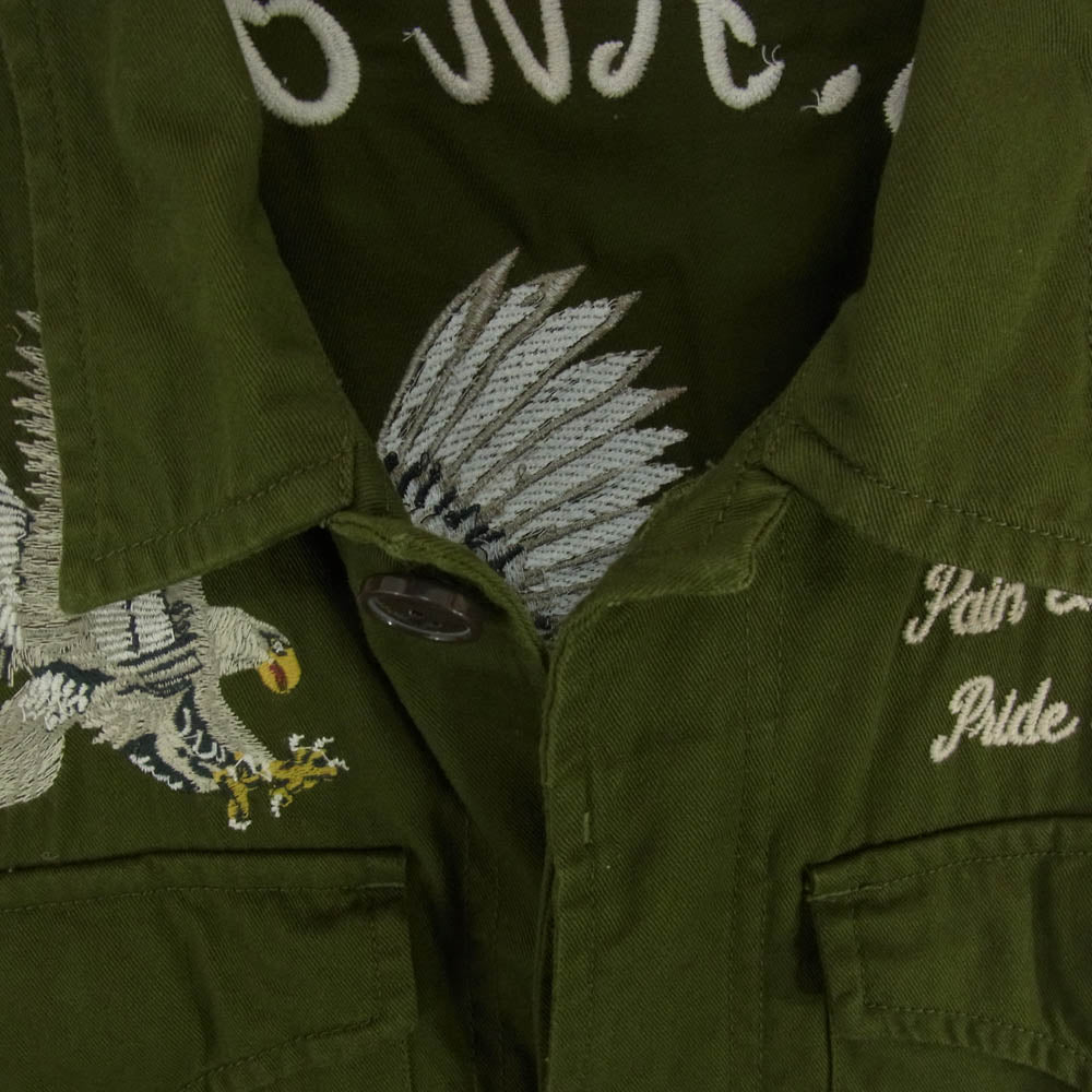 AVIREX アヴィレックス 6172107 EAGLE EMBROIDERY M-43 JACKET イーグル エンブロイダリー 刺繍 ミリタリー シャツ ジャケット カーキ系 M【中古】