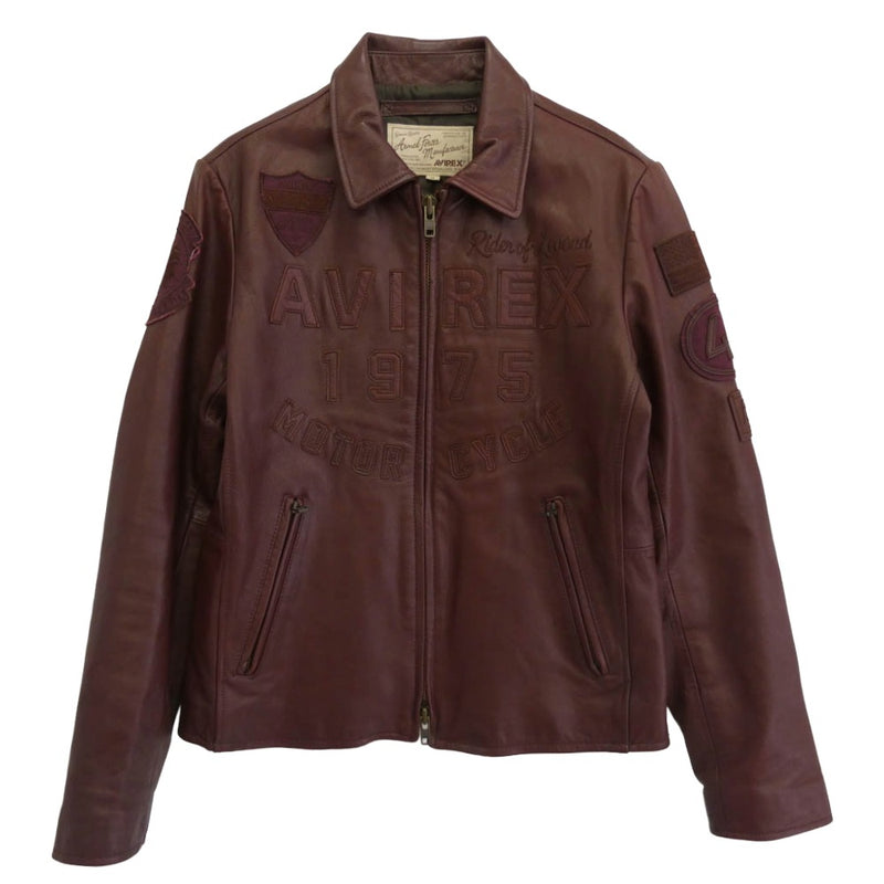 AVIREX アヴィレックス 6151097 40周年モデル 山羊革 シープスキン パッチド トラッカー レザージャケット ワインレッド系 M【中古】