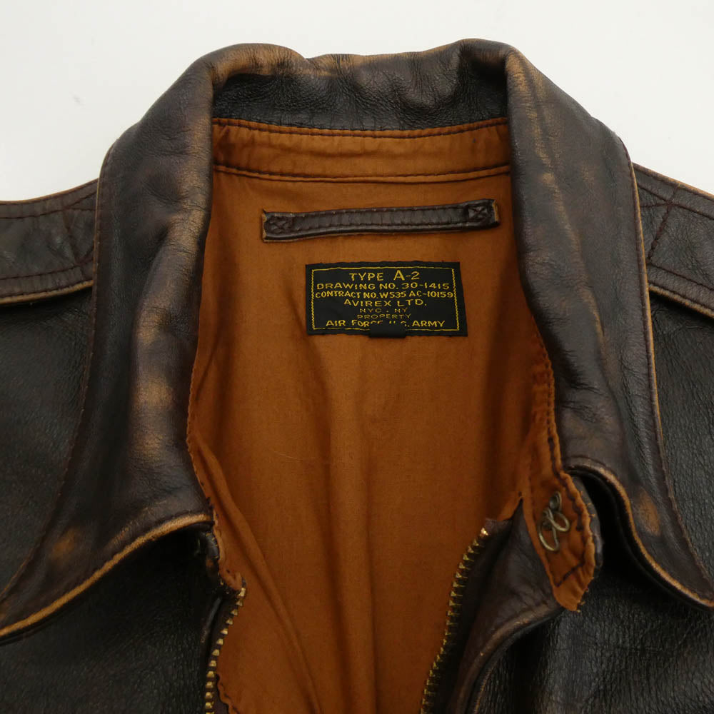 AVIREX アヴィレックス 6151092 A-2 487th REVIVAL 牛革 カウレザー フライト ジャケット ブラウン系 40【中古】