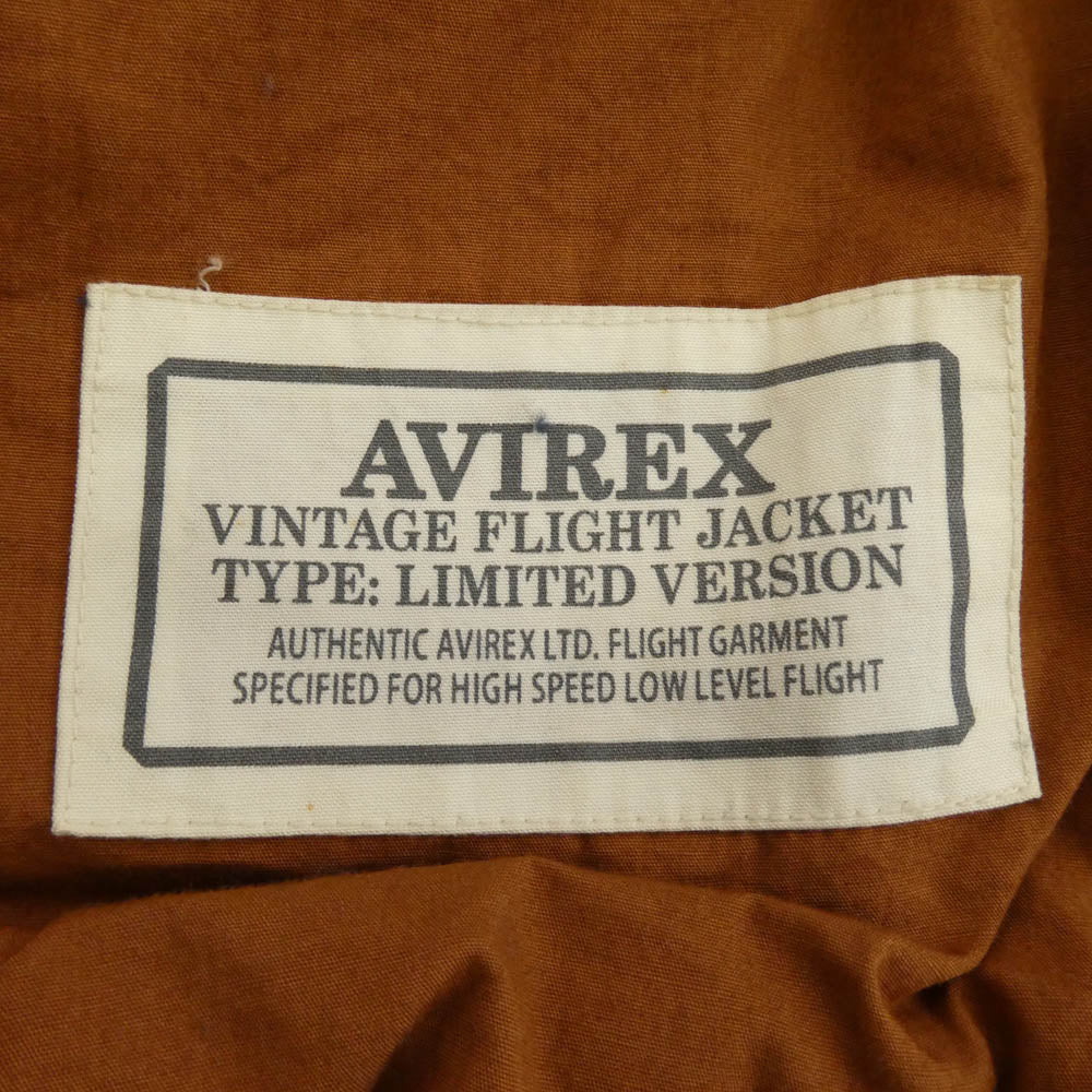 AVIREX アヴィレックス 6151092 A-2 487th REVIVAL 牛革 カウレザー フライト ジャケット ブラウン系 40【中古】