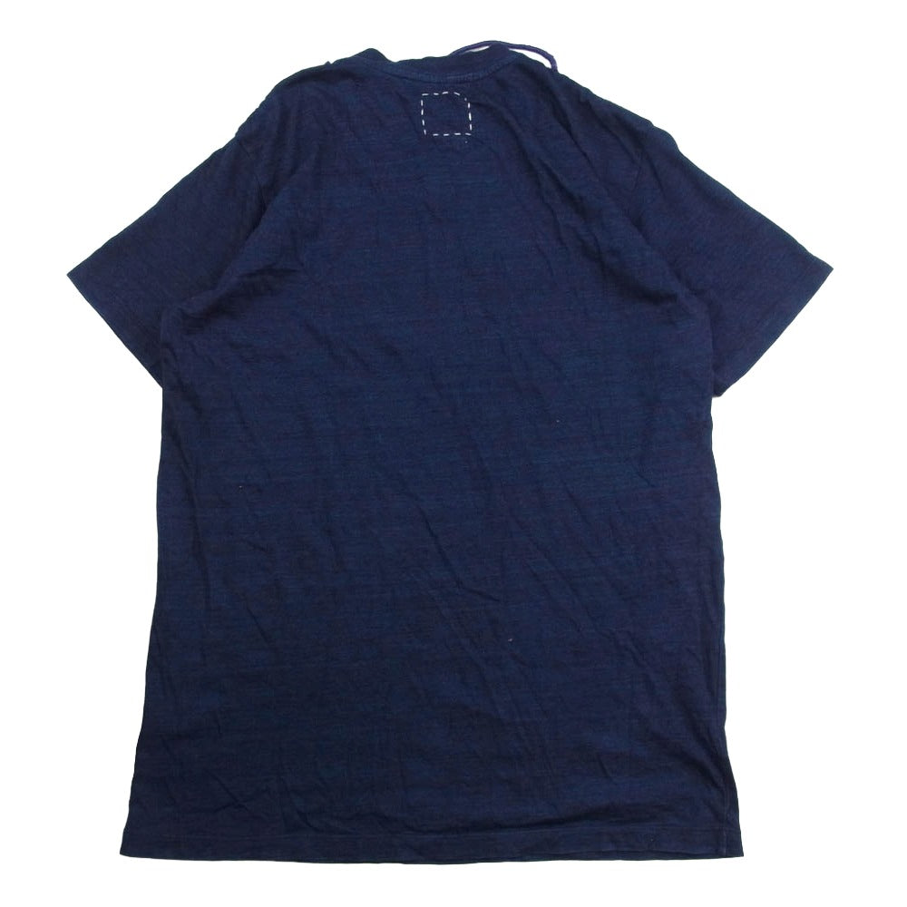 VISVIM ビズビム 18AW 0118305010007 INDIGO BEADS TEE HENLEY S/S ビーズ装飾 ヘンリーネック 半袖 カットソー Tシャツ インディゴブルー系 3【中古】
