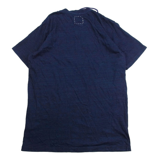 VISVIM ビズビム 18AW 0118305010007 INDIGO BEADS TEE HENLEY S/S ビーズ装飾 ヘンリーネック 半袖 カットソー Tシャツ インディゴブルー系 3【中古】