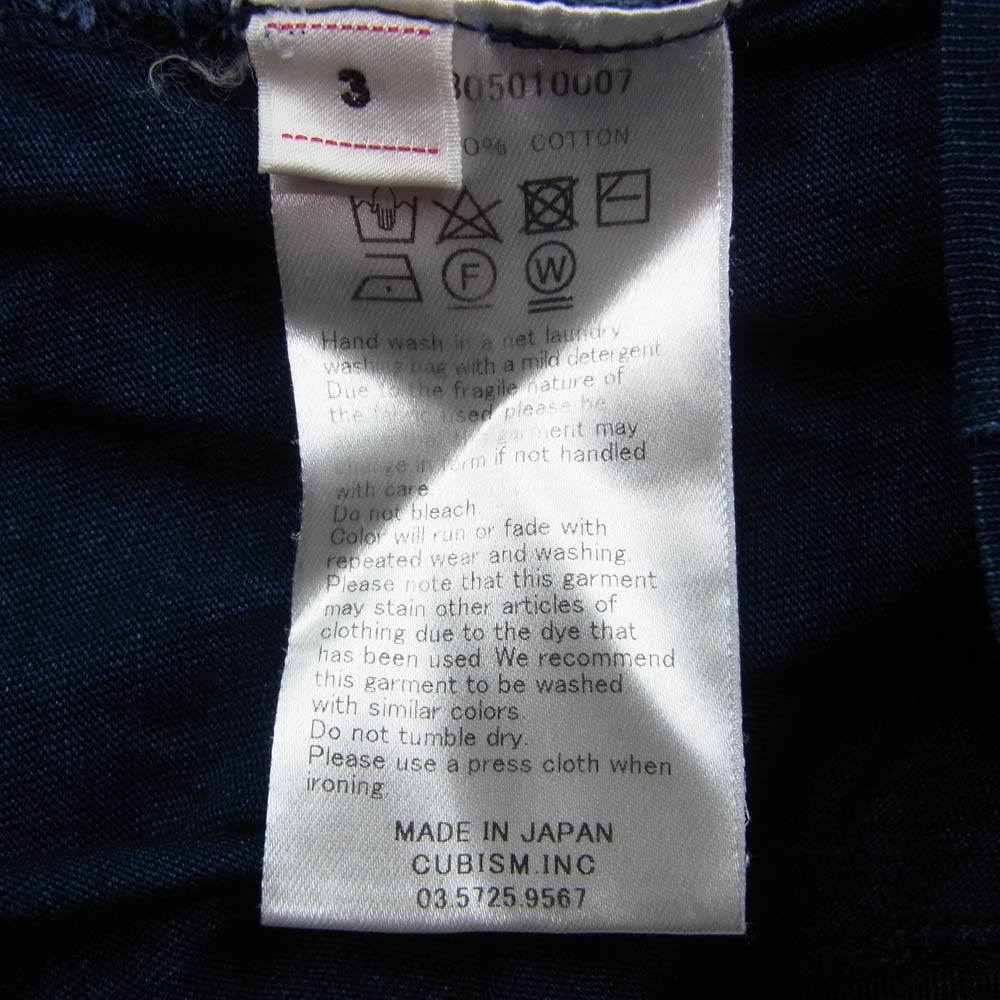 VISVIM ビズビム 18AW 0118305010007 INDIGO BEADS TEE HENLEY S/S ビーズ装飾 ヘンリーネック 半袖 カットソー Tシャツ インディゴブルー系 3【中古】