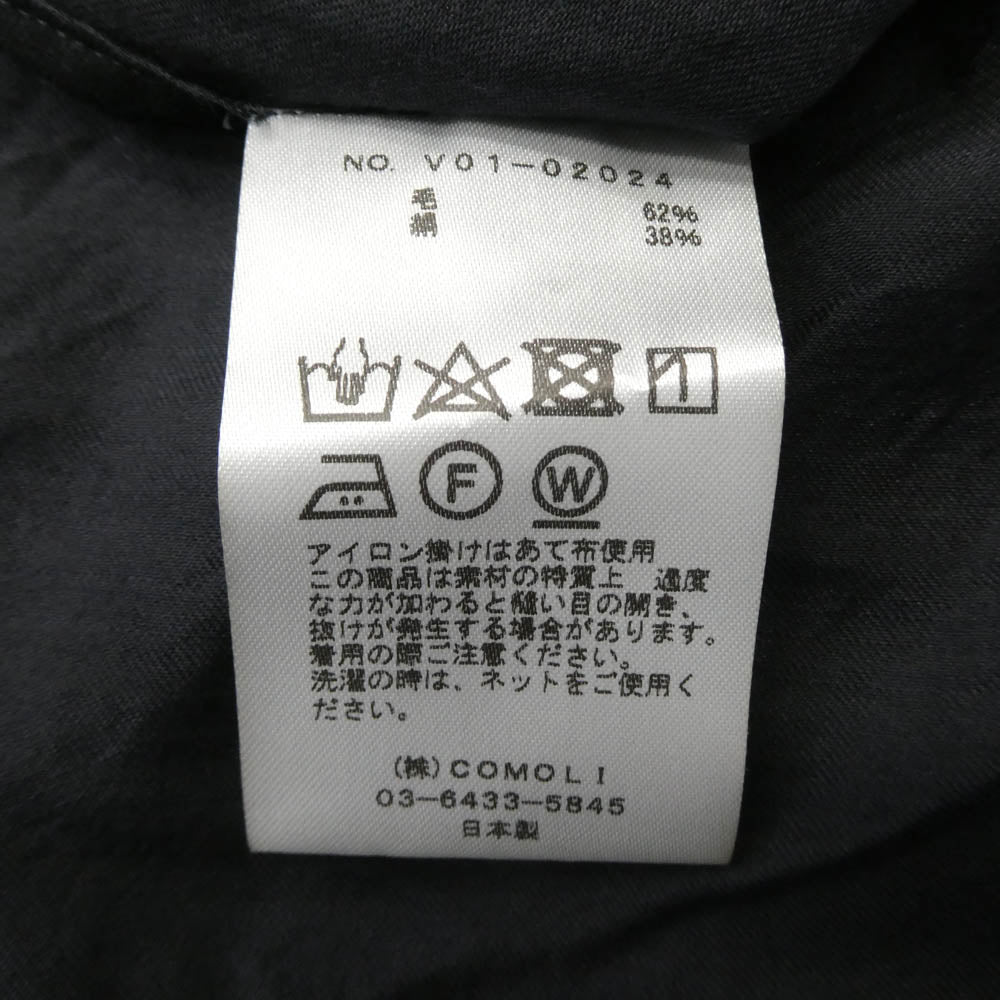 COMOLI コモリ 22SS V01-02024 ウール シルク ノースリーブ ワンピース ネイビー系【中古】