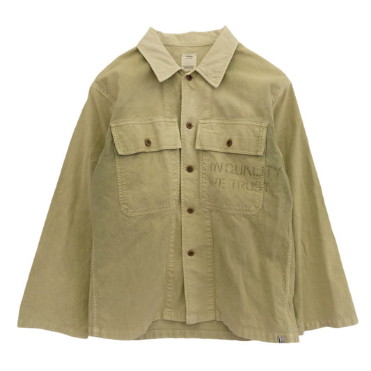 VISVIM ビズビム 22SS 0122105011011 CARDWELL SHIRT L/S DMGD ダメージ加工 カードウェル 長袖 シャツ ジャケット ライトグリーン系 3【中古】