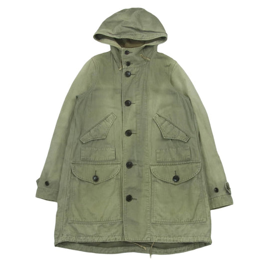 VISVIM ビズビム 15SS 0115105013018 TOWNSEND COAT PRIME HERRINGBONE タウンゼント プライム ミリタリー フーデッド モッズ コート カーキ系 グレイッシュオリーブ系 1【中古】