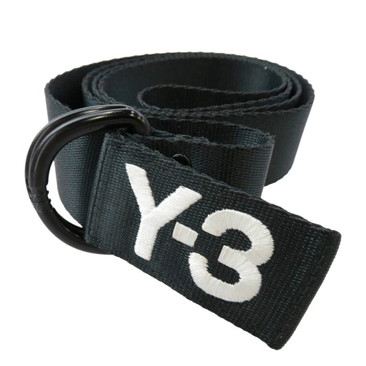 Y-3 Yohji Yamamoto ワイスリー ヨウジヤマモト ロゴ刺繍 ダブルリング ロングベルト ブラック系 L【中古】