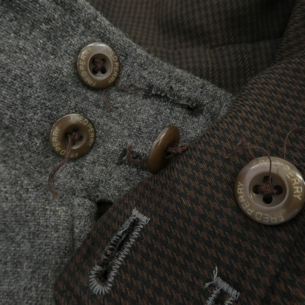 FRED PERRY フレッドペリー F2397 リバーシブル ハリントンマック ウール コート グレー系 S【中古】