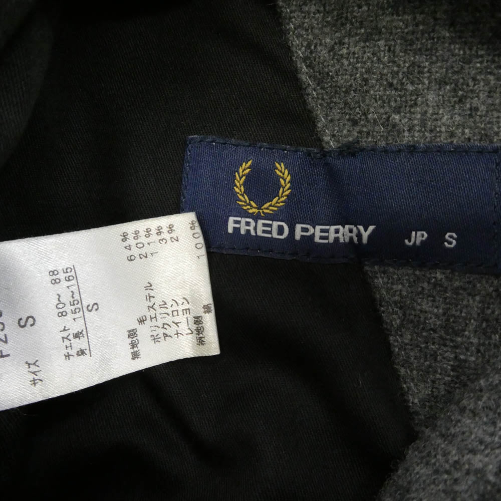 FRED PERRY フレッドペリー F2397 リバーシブル ハリントンマック ウール コート グレー系 S【中古】