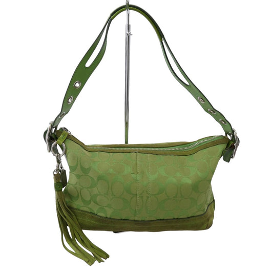 COACH コーチ 9363 シグネチャー ショルダーバッグ グリーン系 表記なし【中古】