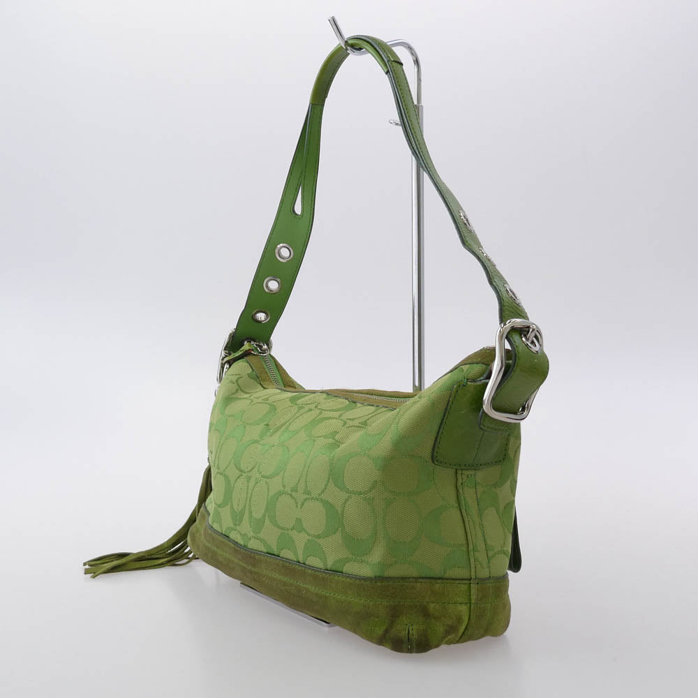 COACH コーチ 9363 シグネチャー ショルダーバッグ グリーン系 表記なし【中古】