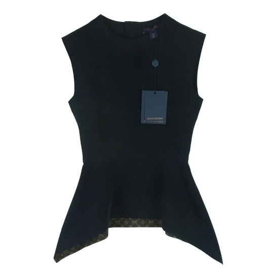 LOUIS VUITTON ルイ・ヴィトン 1A7VTN モノグラム ペプラム ノースリーブ ブラウス イタリア製 ブラック系 34【新古品】【未使用】【中古】
