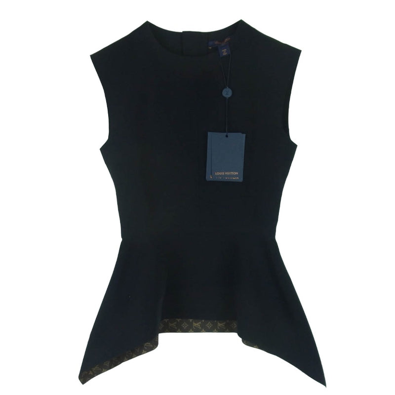 LOUIS VUITTON ルイ・ヴィトン 1A7VTN モノグラム ペプラム ノースリーブ ブラウス イタリア製 ブラック系 34【新古品】【未使用】【中古】