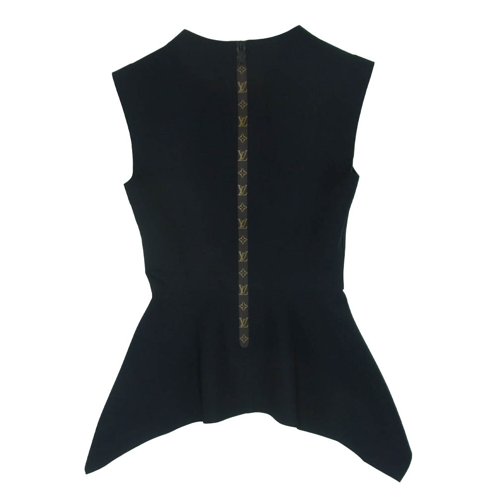 LOUIS VUITTON ルイ・ヴィトン 1A7VTN モノグラム ペプラム ノースリーブ ブラウス イタリア製 ブラック系 34【新古品】【未使用】【中古】