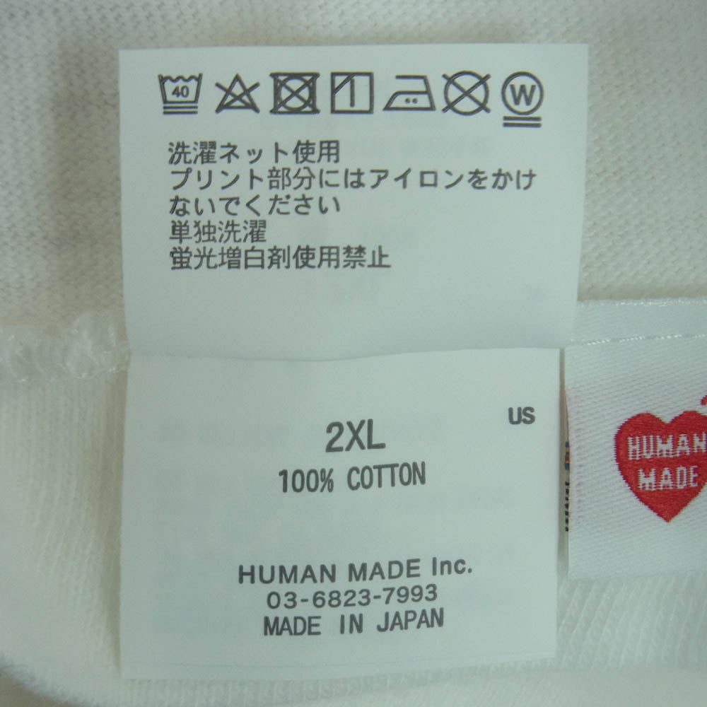 HUMAN MADE ヒューマンメイド HM30TE017 GRAPHIC T-SHIRT グラフィック 半袖 Tシャツ スラブ 生地 ホワイト系 2XL【新古品】【未使用】【中古】