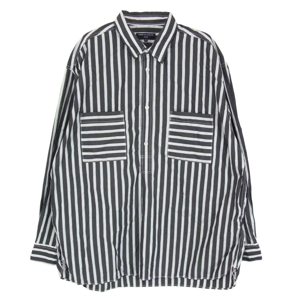 COMME des GARCONS HOMME コムデギャルソンオム AD2023 HM-B016 プルオーバー ストライプ 長袖 シャツ ブラック系 L【中古】