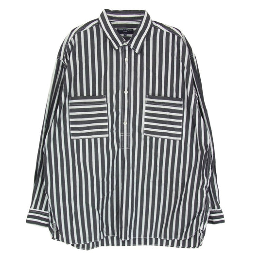 COMME des GARCONS HOMME コムデギャルソンオム AD2023 HM-B016 プルオーバー ストライプ 長袖 シャツ ブラック系 L【中古】