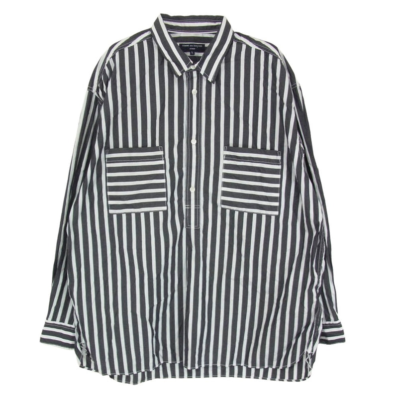 COMME des GARCONS HOMME コムデギャルソンオム AD2023 HM-B016 プルオーバー ストライプ 長袖 シャツ ブラック系 L【中古】
