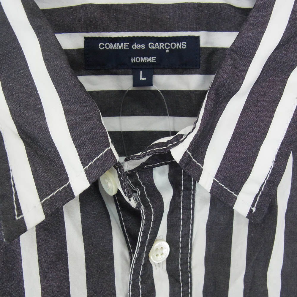 COMME des GARCONS HOMME コムデギャルソンオム AD2023 HM-B016 プルオーバー ストライプ 長袖 シャツ ブラック系 L【中古】